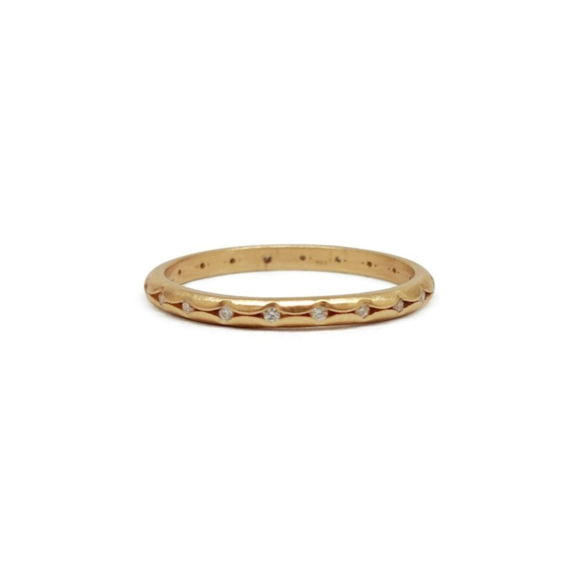 White Diamond Thin Scallop Band, 2mm - Lauren Newton