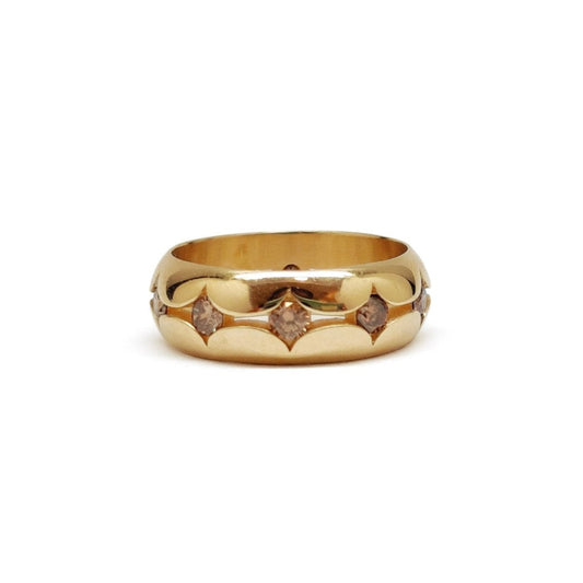 Champagne Diamond Extra Wide Scallop Band, 7mm - Lauren Newton