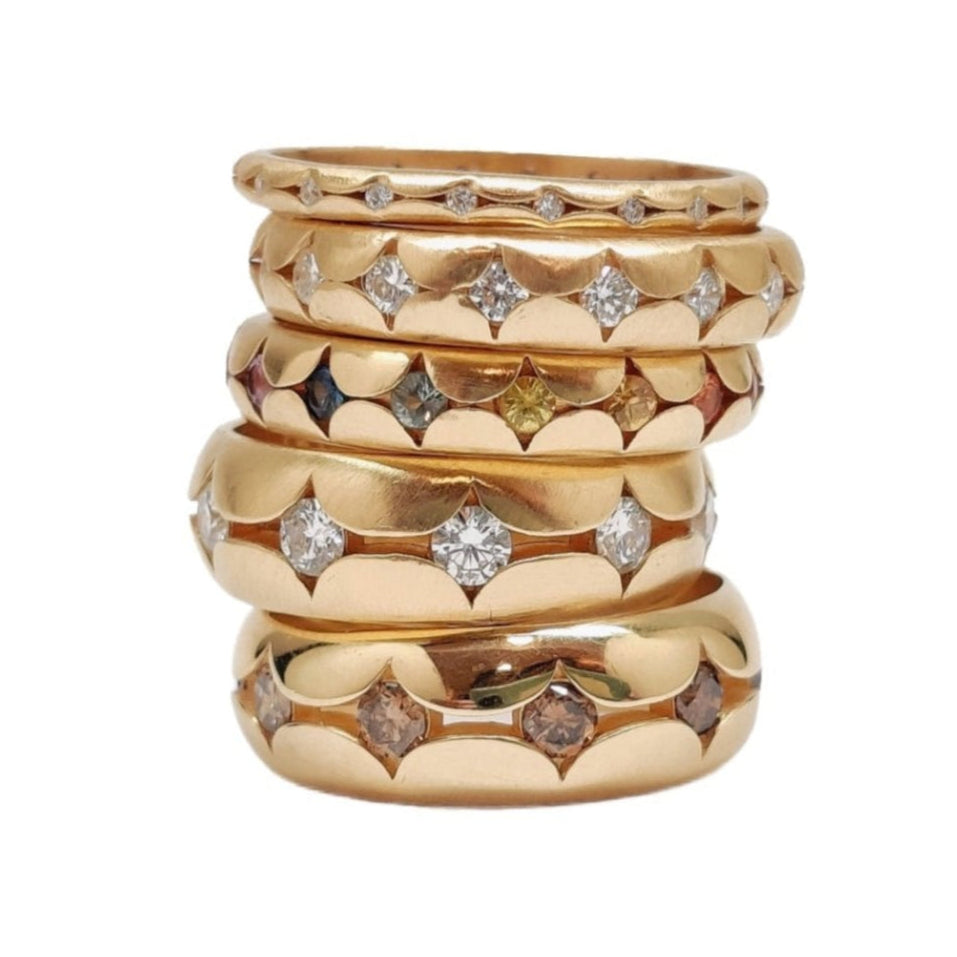 Champagne Diamond Extra Wide Scallop Band, 7mm - Lauren Newton